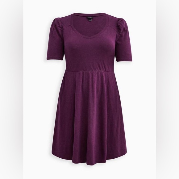 torrid Dresses & Skirts - New NWT Torrid Plus Size 1 1X 14-16 Potent Purple Mini Puff Sleeve Skater Dress